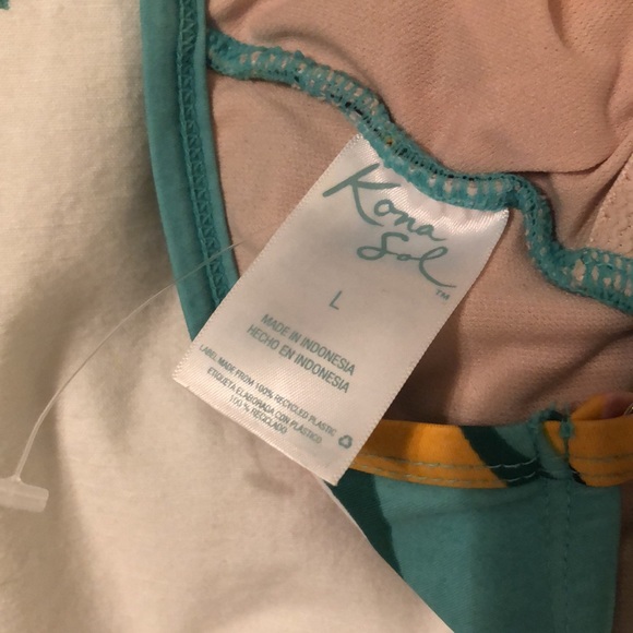 Kona Sol Floral Once Piece Criss-Cross Back V-Neck - Picture 5 of 6